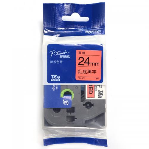 兄弟 TZE-451 红底黑字标签打印色带 8m*24mm