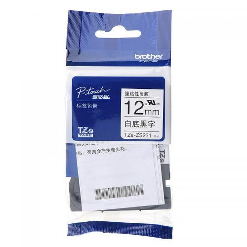 兄弟TZE-ZS231原装色带白底黑字12mm卷