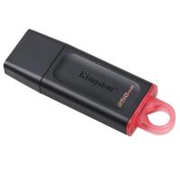 金士顿DTX黑色优盘256GB USB3.2 Gen 1 时尚设计 轻巧便携 红色挂钩个