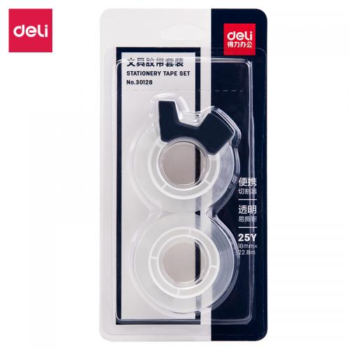 得力30128文具胶带套装18mm*25y*38um高透2卷/卡