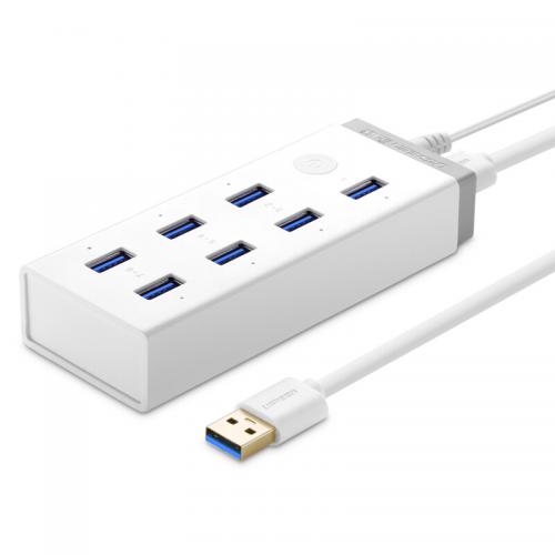 绿联 UGREEN USB3.0分线器一拖七 7口HUB集线器延长线
