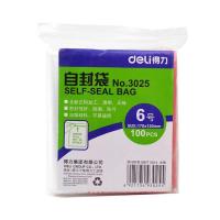 得力3025自封袋透明-6号100个/包