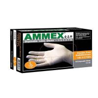 爱马斯AMMEX 无粉一次性手套，TLFC46100，掌麻乳胶手套 大号，100只/盒