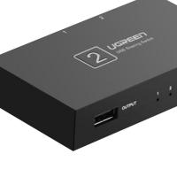 绿联 30345 USB打印机共享器二进一出分屏器   黑色