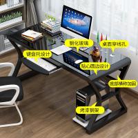 弘强 钢化玻璃台式电脑桌 120*60*75 无键盘托 全黑 单位：台