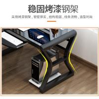 弘强 钢化玻璃台式电脑桌 120*60*75 无键盘托 全黑 单位：台