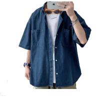 还真（FORGOT） 夏款棉短袖牛仔衬衣 HZHN240016J S-XXXXL可选 蓝色 单位：件