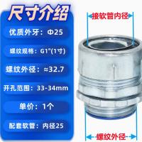 千鉴思 包塑金属蛇皮管接头 外牙25 软管25螺纹1寸开孔33-34 30个/包