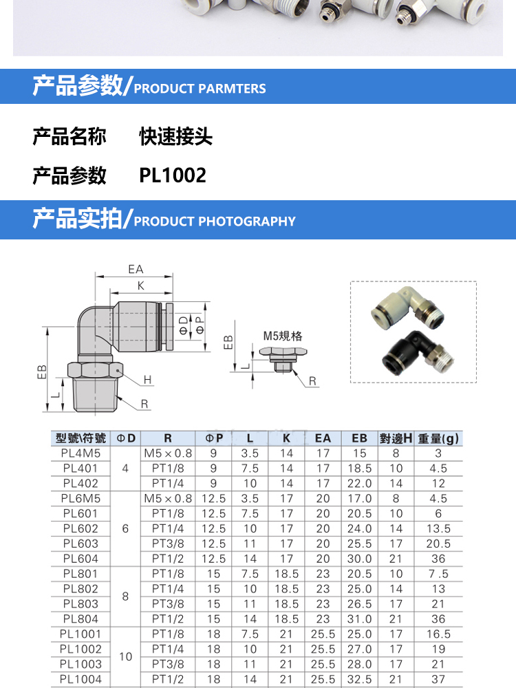 亚德客 快速接头 PL1002 单位：个_快速接头_液压工具_紧固/密封/工具_赣江诚化工业品商城 - Powered by ECShop
